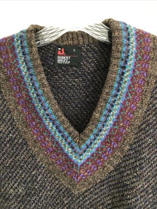 Vintage Robert Bruce Sweater Vest Mens L Made in USA Wool Blend Union Label 2