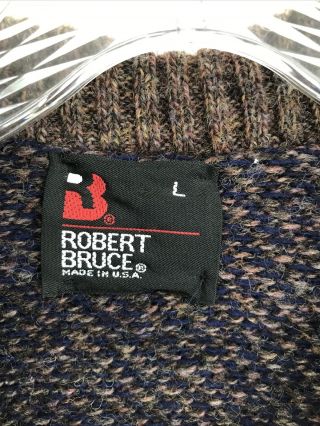 Vintage Robert Bruce Sweater Vest Mens L Made in USA Wool Blend Union Label 3