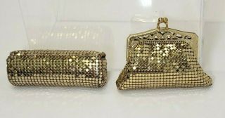 Vintage Whiting And Davis Gold Mesh Coin And Lipstick Purses