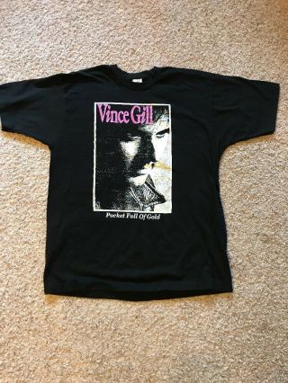 Vintage 1991 Vince Gill Tour Shirt Size Xl Pocket Full Of Gold Band T Tour De