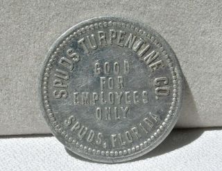 Antique Spuds Florida Fl (potatoes,  St Johns Co) Spuds Turpentine Co 25c Token