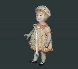 Antique All Bisque Socket Head Ernst Heubach 573/4 German 6 1/2 " Mignonette Doll