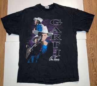 Vintage 1992 Garth Brooks On Tour Black Tee T Shirt Size Large