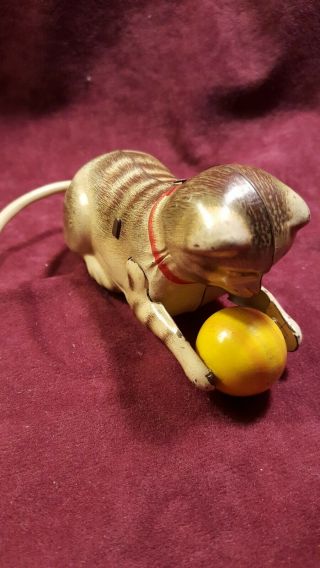 Vintage German Made Tin Plate Wind Up Cat - No Key But Still