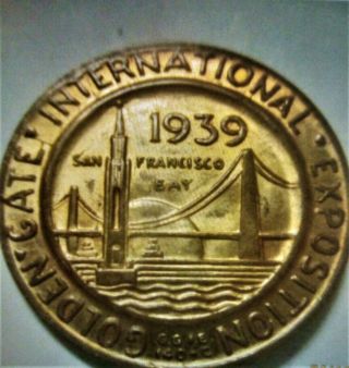 Golden Gate International Exposition Coin Token 1849 1939 Covered Wagon & Plane