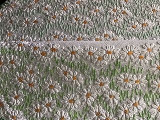 Gorgeous Vintage Linen Hand Embroidered Fairistytch Tablecloth Daisy Meadow