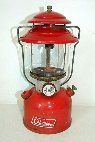 Vintage 1969 Coleman Model 200a Red Lantern,  Single Mantle,  Complete W/globe
