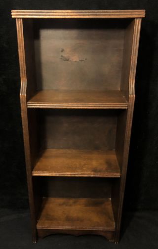 Antique Vintage Wood Bookshelf Case 4 Tier Standing Shelf Reeded 37.  25” Tall