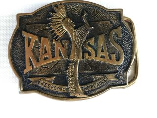 Vintage Kansas Brass Belt Buckle: Native American Indian—artist Blackbear Bosin