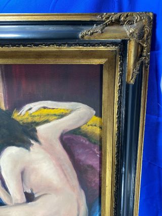 Framed Nude Oil Painting - Nude Female Art 27X31 - Tasteful Art In Vintage Frame 3