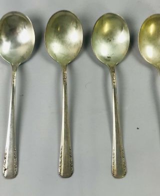 Set Of Four International Sterling ‘courtship’ Soup Spoons