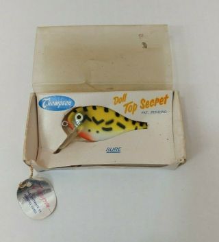 Thompson Doll Top Secret Vintage Crankbait Fishing Lure W/box