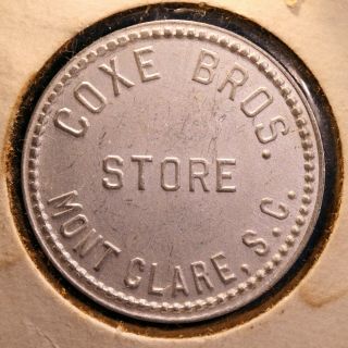 Scarce South Carolina Lumber Token - Coxe Bros.  Store,  50¢,  Mont Clare,  S.  C.