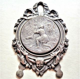 Antique Plaque Medal To The Conversion Of Saint Hubert To The Holy Deer