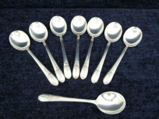 Set Of 8 Wm Rogers Triumph 1941 International Silver Plate Round Gumbo Spoons