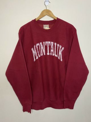 Vintage 90s Montauk Crewneck Size Small Runs Big Spell - Out Sweater Rare