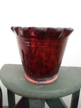 19th Century American Redware Pottery Flower Pot