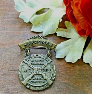 Vintage Nra National Rifle Association Junior Division Marksman Badge Pin Medal