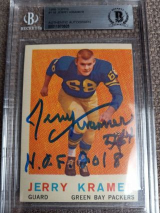 Autographed 1959 Topps Jerry Kramer Rc Rookie Card Bas Beckett Slabbed
