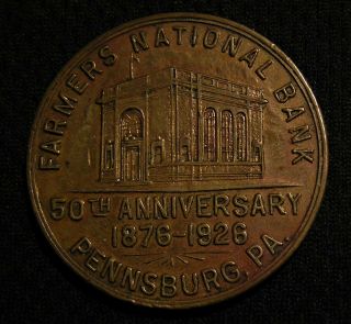 1926 Farmers National Bank 50th Anniv 25 Cent Token Medal - Pennsburg Pa Banking
