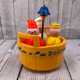 Vtg 1970 Fisher Price 3 Men In A Tub Floating Toy Complete W/working Bell 142