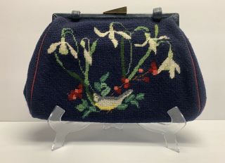 Vintage 50’s Tapestry Needlepoint Floral Purse Bag