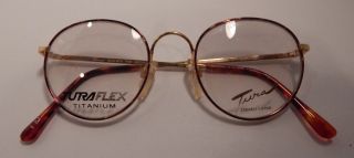 Vintage Tura Flex 878 Tortoise 48/21 Round Titanium Eyeglass Frame Nos 280