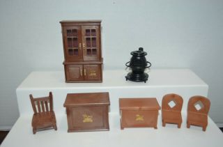 Vintage Tonka Maple Town School Furniture Set Doll House Parts Desk Chair