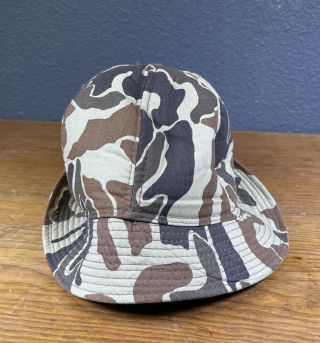 Vintage Moja Yr Jones Duck Camo Hat Hunting Cap Camouflage Roll - Up Sz L Ya Korea