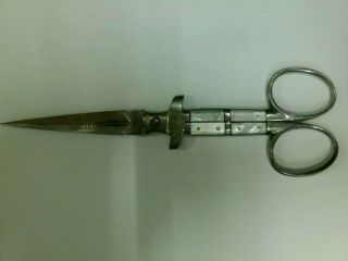Victorian Antique Solingen German Mother Of Pearl Garter Bodice Dagger Scissors
