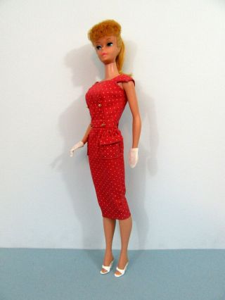 Vintage Barbie 1964 - 1965 - Rust Polka Dot Sheath Dress - On The Go Pak