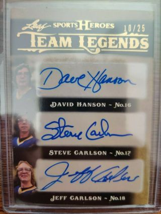 David Hanson Steve Jeff Carlson 2016 Leaf Sports Heroes Triple Auto Card 10/25