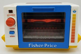 Vintage 1987 Fisher Price Fun Food Toaster Oven Golden Glow 2117