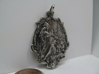 Antique Continental 800 Silver Goddess Lion Coat Of Arms Amulet Pendant