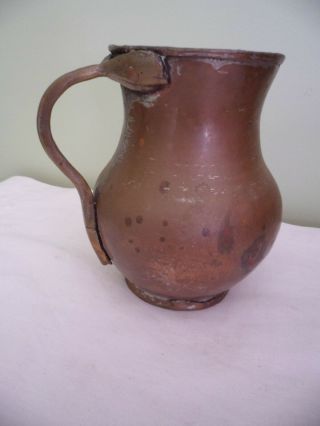 Antique Copper And Brass Metal Water Jug Ewer Old Vintage Cooking Pot