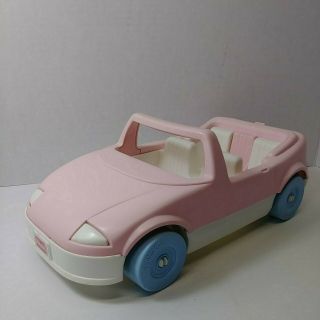 Vintage Playskool Dollhouse White Pink Convertible Car 1992 1991 Bright Vibrant