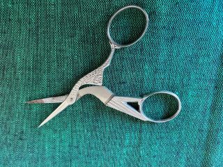 Antique ITALIAN Silverplate STORK Scissors FRITZ 3