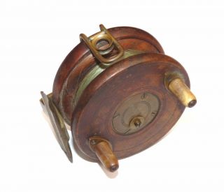Nottingham Wood And Brass Star Back Reel With Ratchet,  Slater Drum Latch
