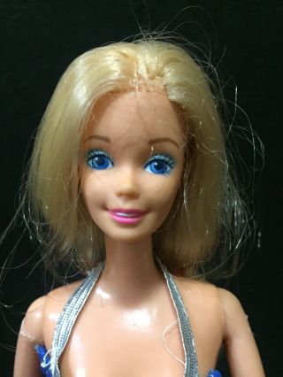 Vintage Mattel 1976 Magic Moves Barbie Doll With Switch 12 " In Blue Dress Taiwan