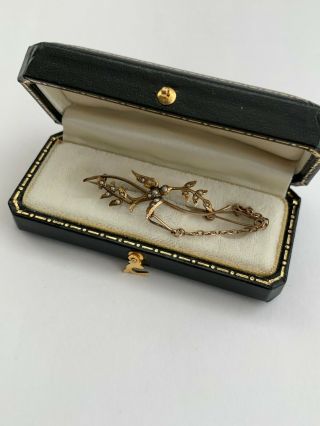 Antique 9ct Gold Swallow Sweetheart Brooch