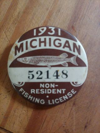 1931 Michigan Non Resident Fishing License