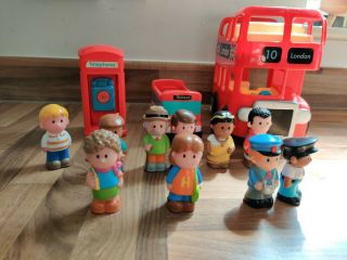 Elc Happyland London Bus,  School Bus And Telephone With 10 Figures