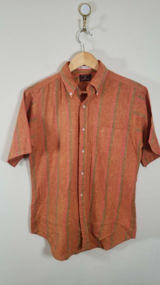 Mid Century Van Heusen Vanopress Burnt Orange Short Sleeve Shirt