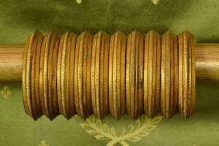 Set 10 Antique French Gilded Toleware Chateau Curtain Rings,  19th C
