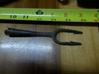 Vintage Blacksmith Hand Forged Iron 2 Prong Frog Fish Eel Spear / Gig