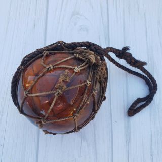Vintage Japanese Brown Blown Glass Fishing Float Ball