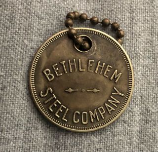 Vintage Tool Check Brass Tag: Bethlehem Steel Co (historic Factory Item)