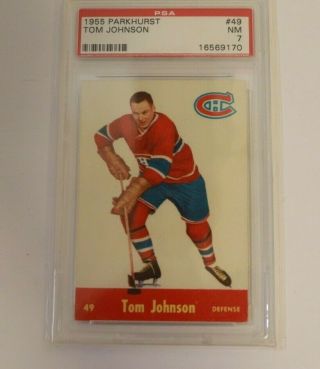 1955 Parkhurst Tom Johnson 49 Psa 7 Montreal Canadiens