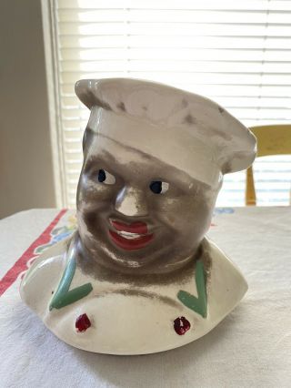 Vintage Black Americana Chef Cookie Jar Lid