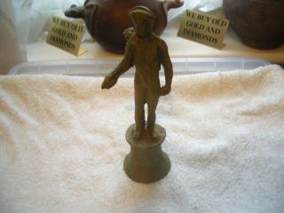 Ancient Roman Bronze Statue Of An Archer On A Fluted Base